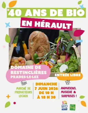 Venez fêter les 40 ans de Biocoop et du CIVAM BIO 34 au Domaine de Restinclières le 7 juin !